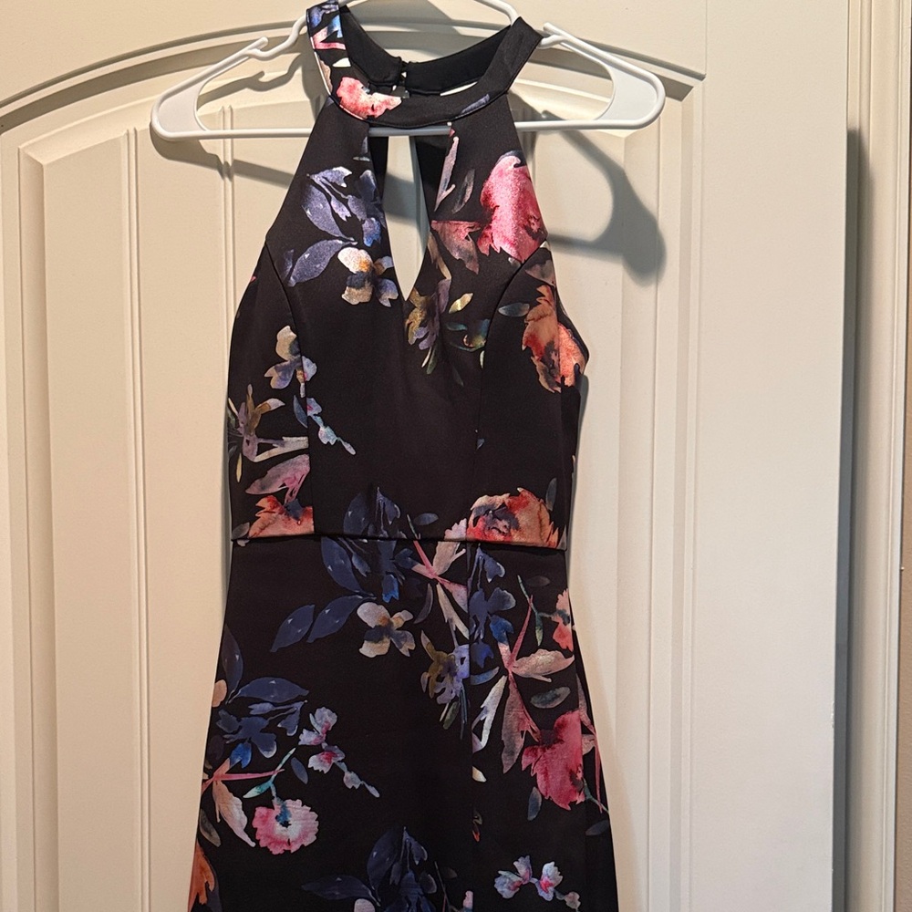 BCX Black Floral Backless Dress